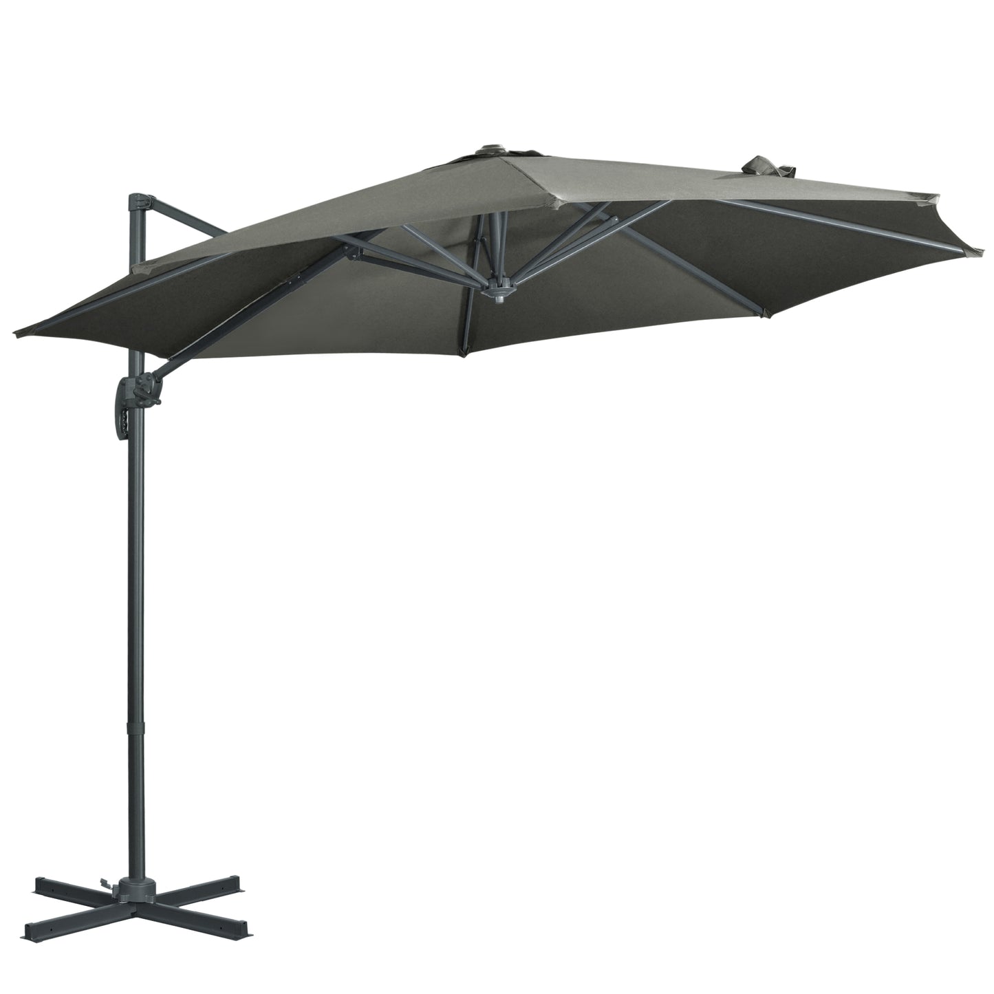 Outsunny Sombrilla De Jardín De Aluminio Ø300x250 Cm Con Manivela Gris_0