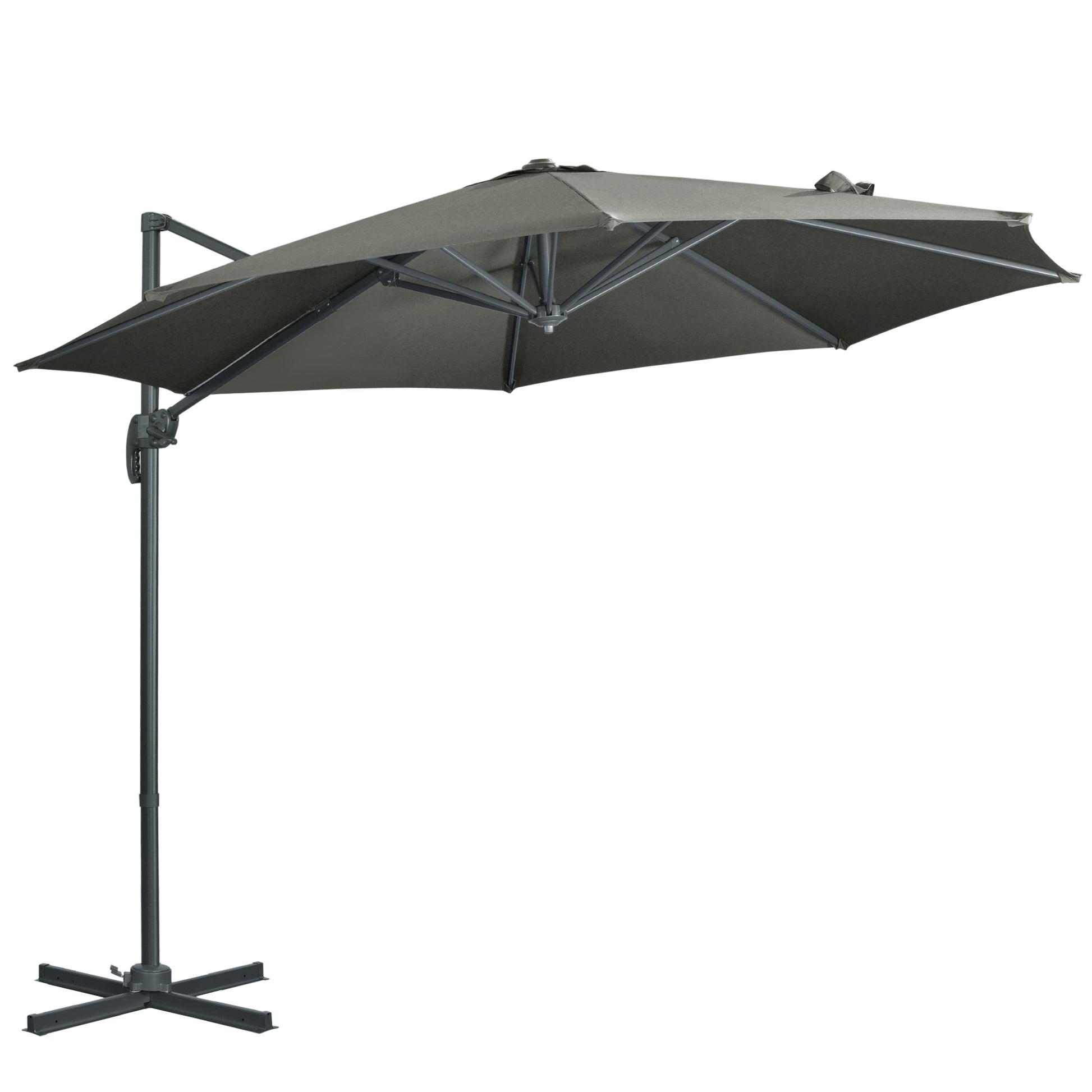 Outsunny Sombrilla De Jardín De Aluminio Ø300x250 Cm Con Manivela Gris_0