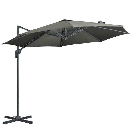 Outsunny Sombrilla De Jardín De Aluminio Ø300x250 Cm Con Manivela Gris_0