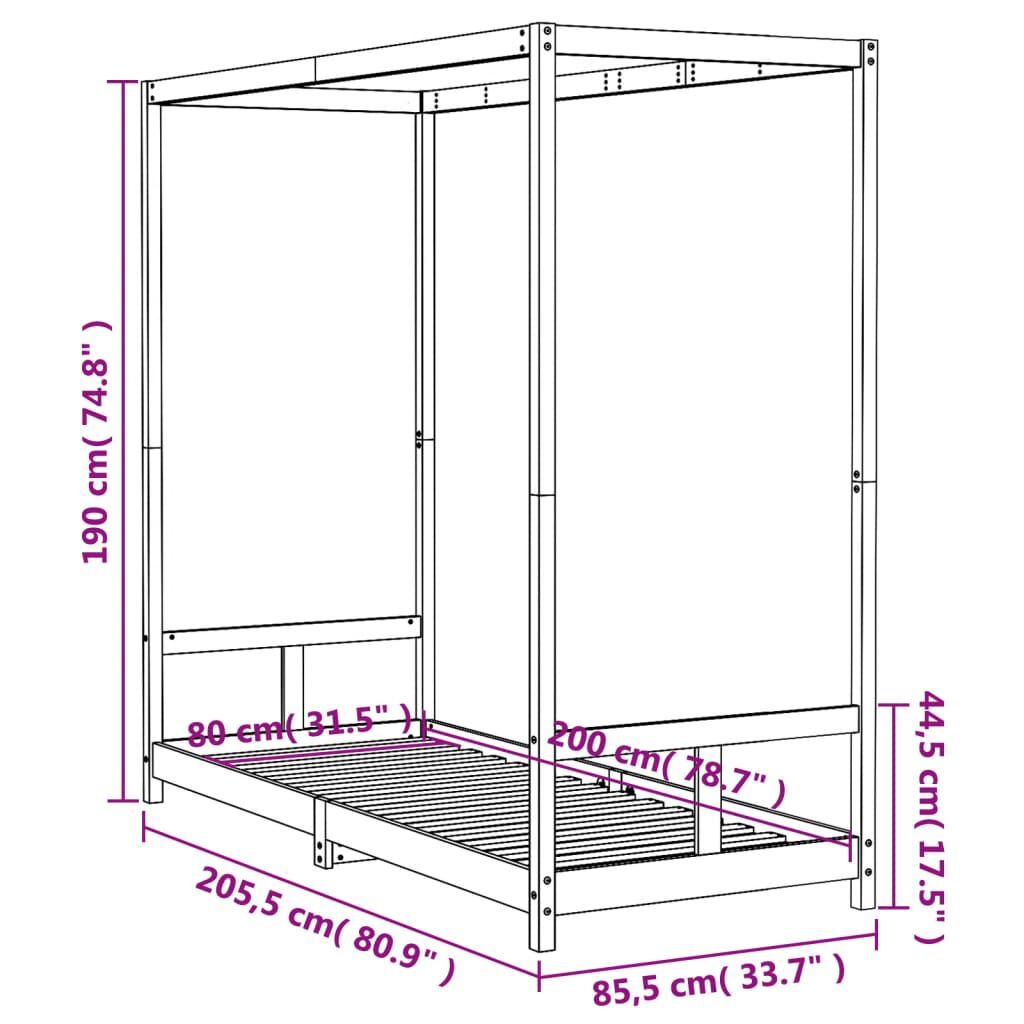 Vidaxl Estructura De Cama Para Niños Madera De Pino Blanco 80x200 Cm_2