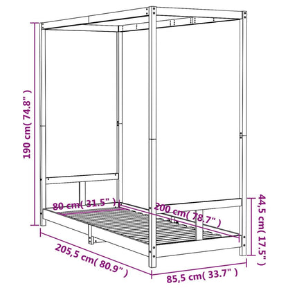 Vidaxl Estructura De Cama Para Niños Madera De Pino Blanco 80x200 Cm_2