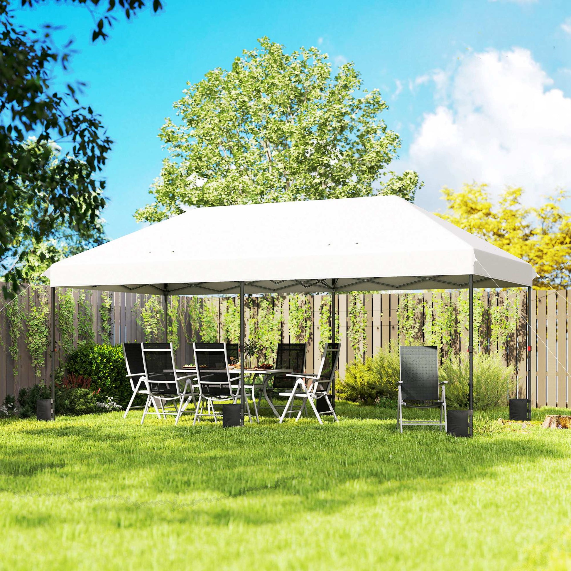 Outsunny Carpa Plegable 6x3 M Pop-up Con Bloqueo Central Altura Ajustable Plata_1