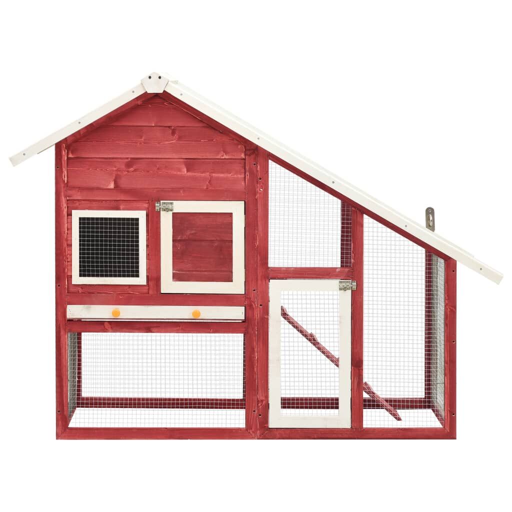 Vidaxl Conejera Madera Maciza De Abeto Rojo Y Blanco 140x63x120 Cm_1