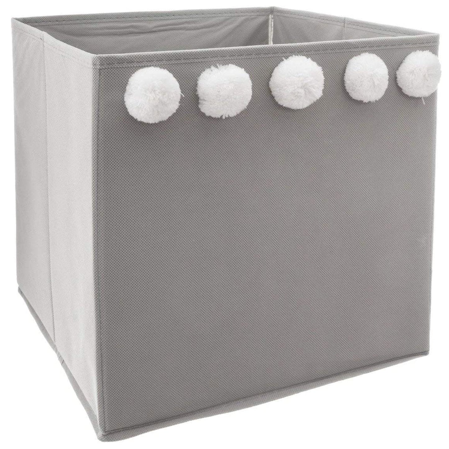 Caja De Almacenamiento Infantil Con Pompones Color Gri30 X 29 X 29cm_0