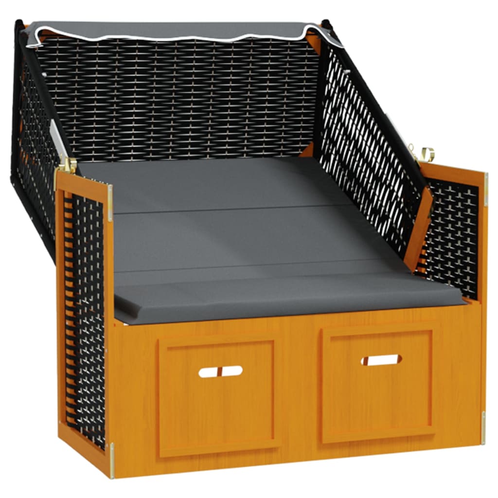 Silla Strandkorb Dosel Ratán Sintético Madera Negro Antracita_2