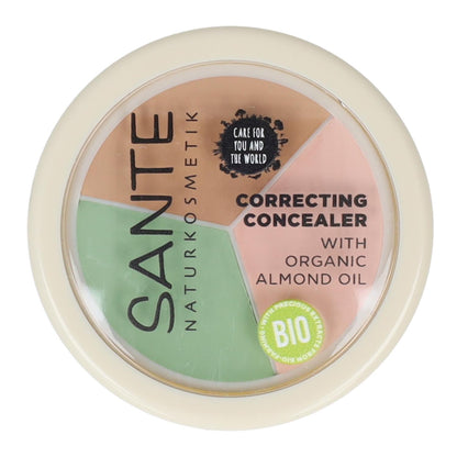 Maquillaje corrector en polvo compacto de crema  3 tonos Sante 3x2 gr