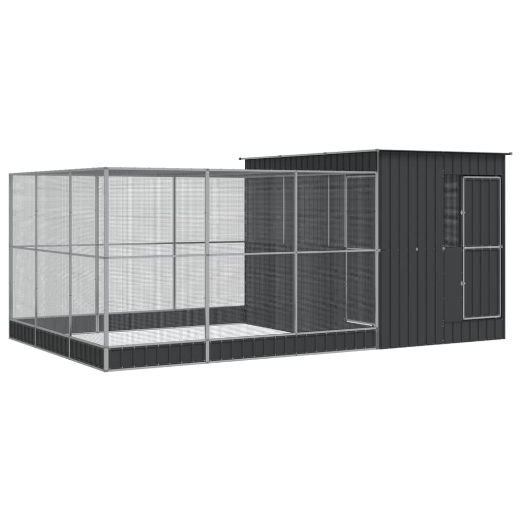 Vidaxl Pajarera Con Extensión Acero Plateado 497x303x216 Cm_0