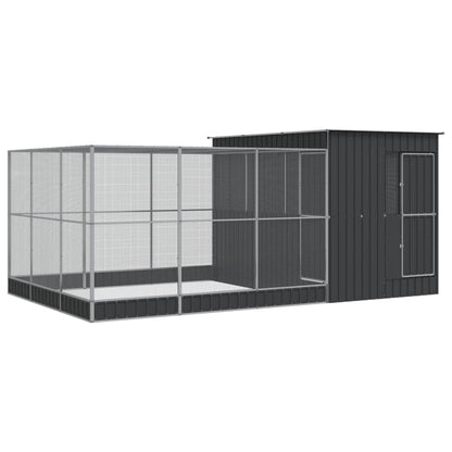 Vidaxl Pajarera Con Extensión Acero Plateado 497x303x216 Cm_0