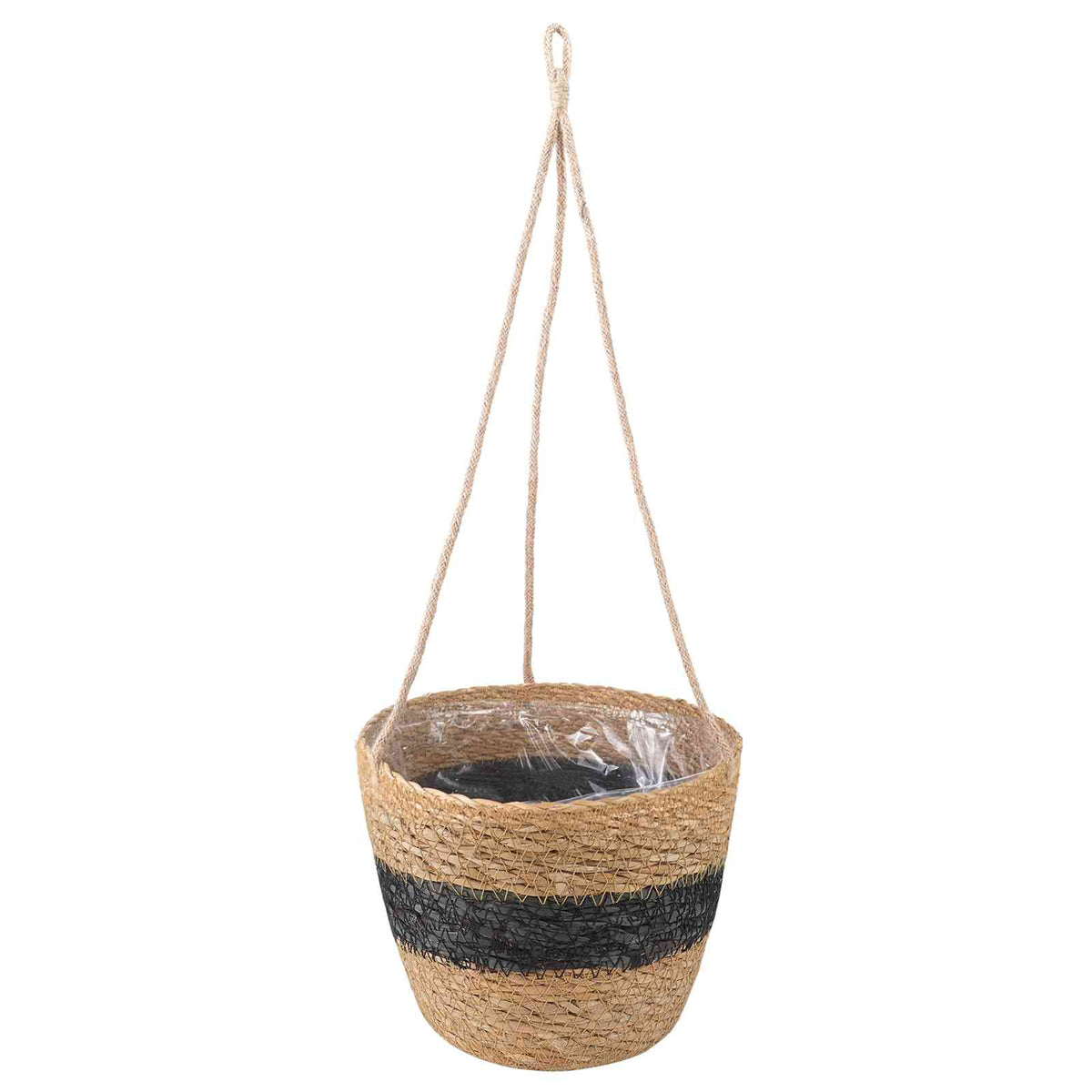 Hanging Plant Pot 3 Uds. Natural Y Negro Ø26 X 19 Cm_3