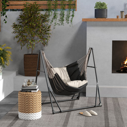 Outsunny Soporte Para Hamaca Plegable 2 En 1 Soporte Para Silla Colgante Negro_1