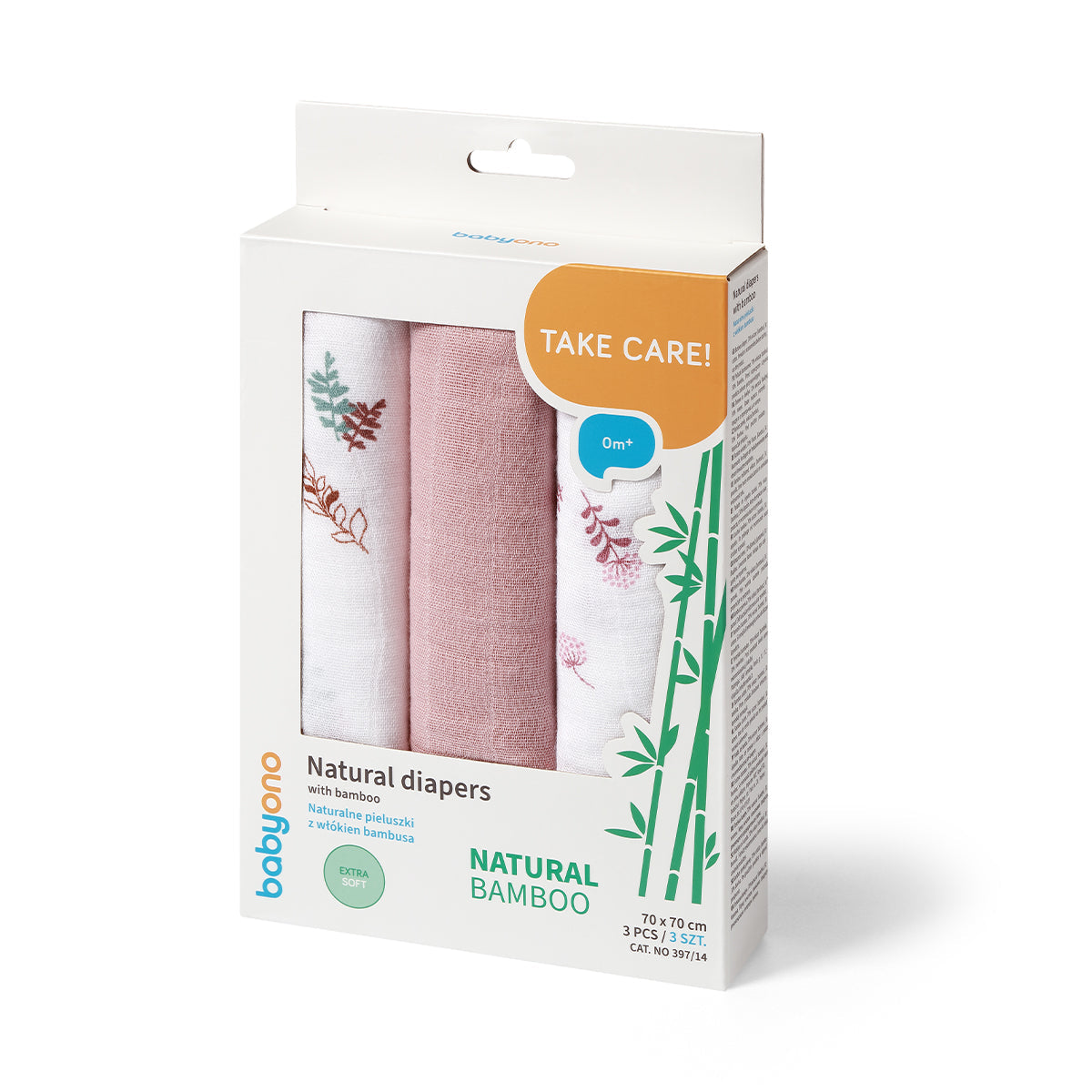 Pack 3 Muselinas Bambú Organico 70x70 Cm Rosa Nude_1