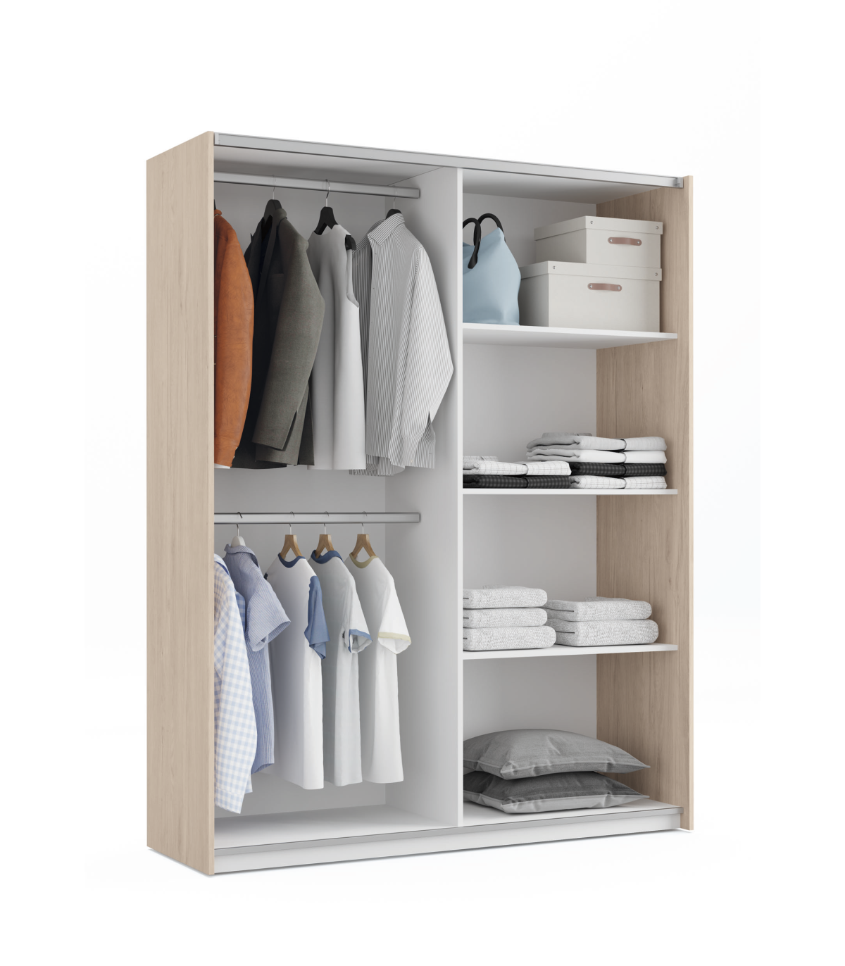 Armario Ropero 2 Puertas Correderas Onix Acabado Roble Aurora/blanco, 200 Cm(alto)150 Cm(a_5