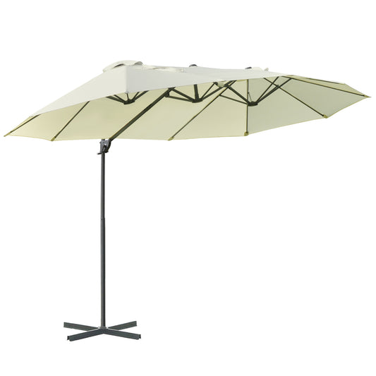 Outsunny Parasol De Jardín Doble Con Manivela 270x445x260 Cm Beige Y Negro_0