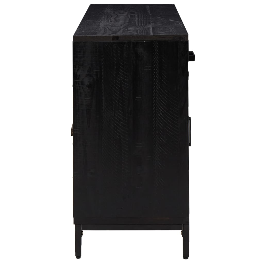 Aparador De Madera Maciza De Pino Negro 110x35x70 Cm / Vetonek_4