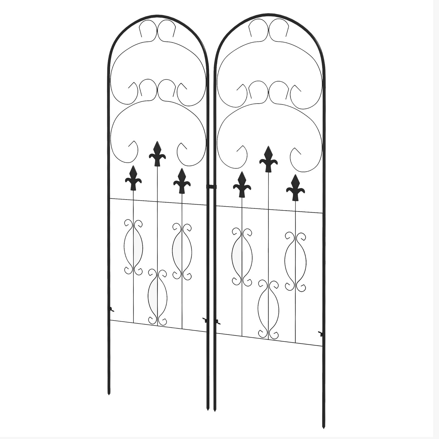 Outsunny Juego De 2 Enrejados De Jardín De Acero Con Antióxido 45x150 Cm Negro_0
