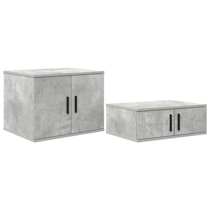 Armario De Almacenamiento 2 Pcs Gris Concreto 118 X 41 X 40 Cm_0