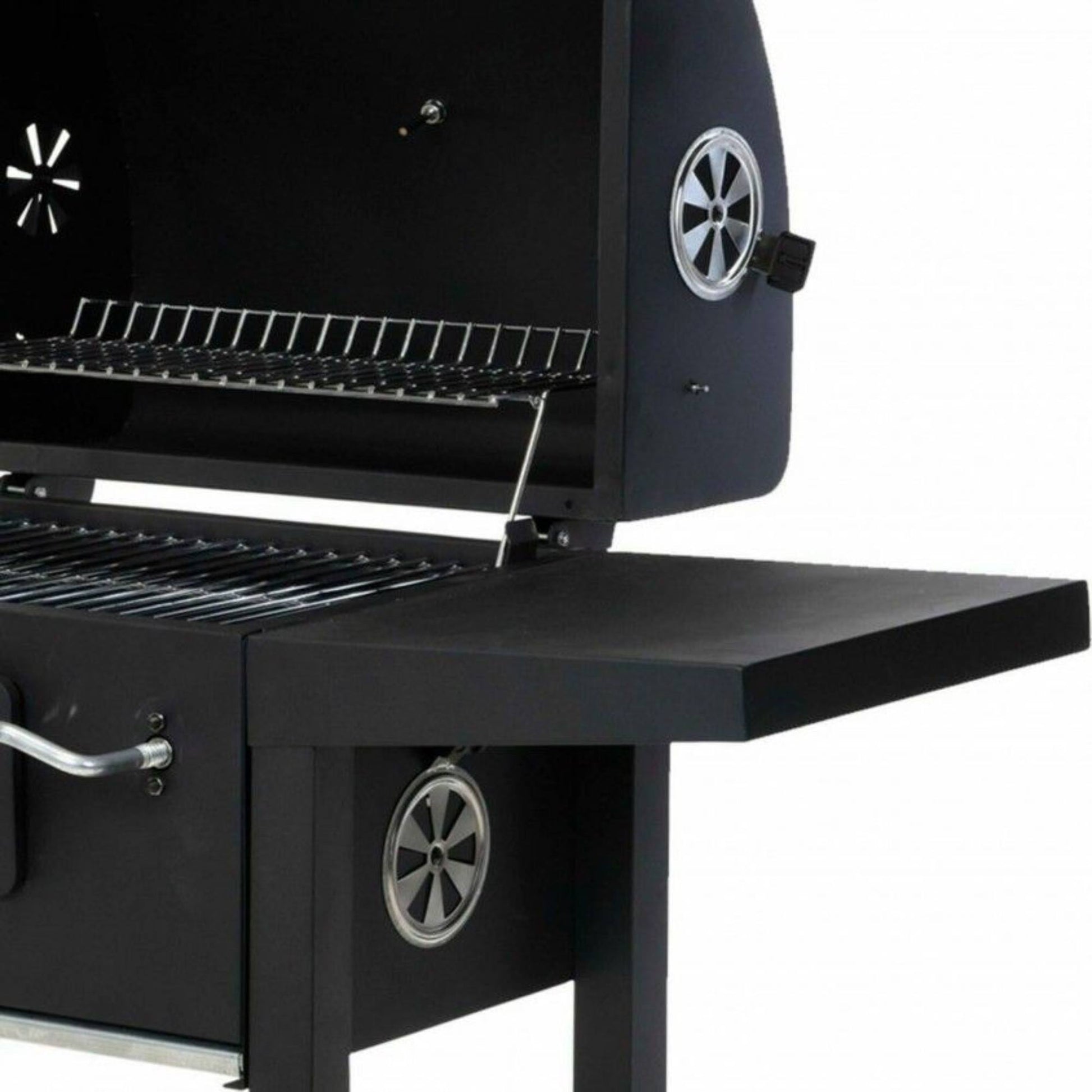 Well Home - Barbacoa Carbón Negra Con Doble Parrilla Y Mesa Auxiliar H.96cm_5