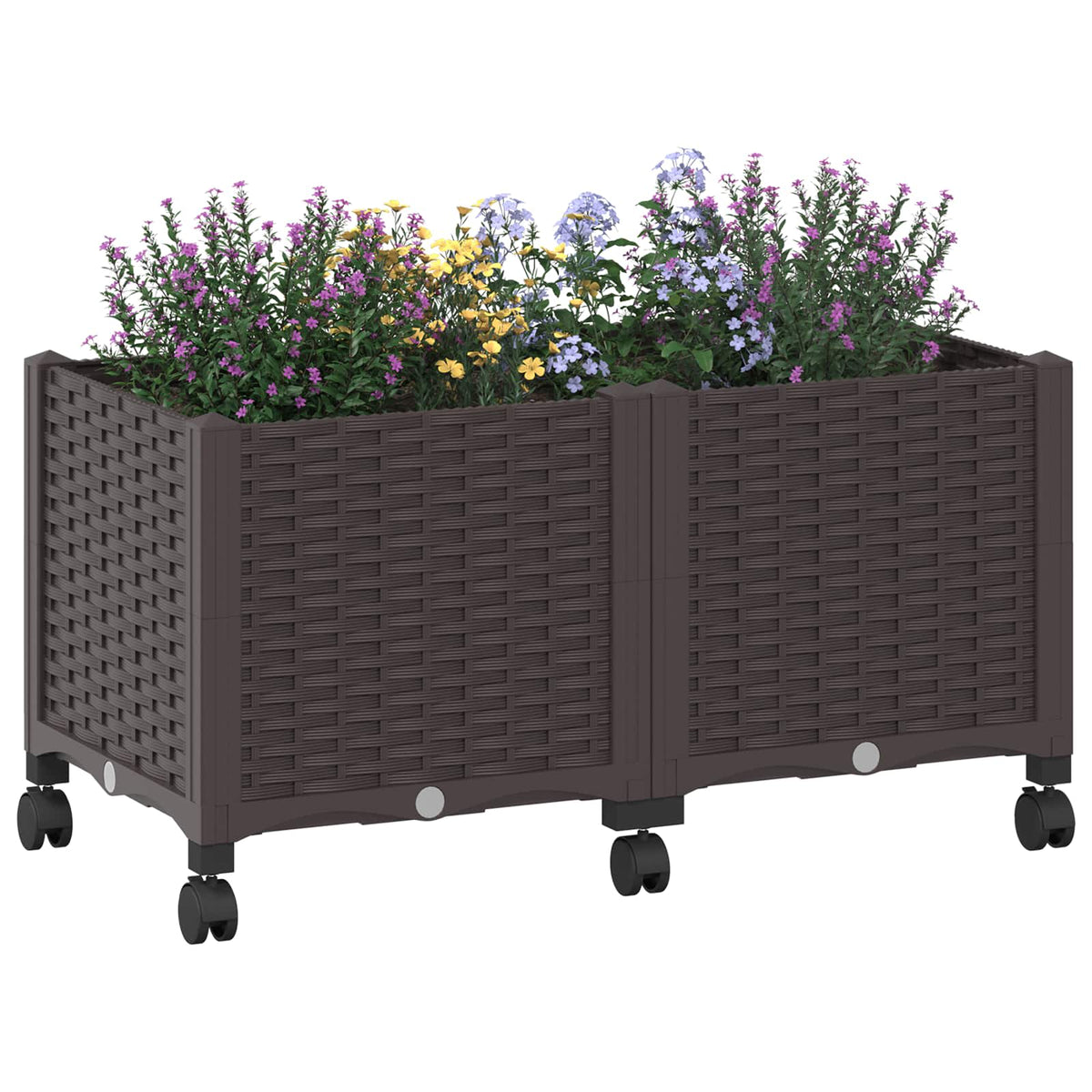 Macetero De Jardín Con Ruedas Marrón 80 X 40 X 44 Cm Pp_2