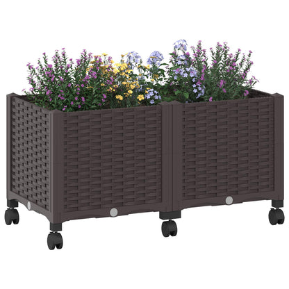 Macetero De Jardín Con Ruedas Marrón 80 X 40 X 44 Cm Pp_2
