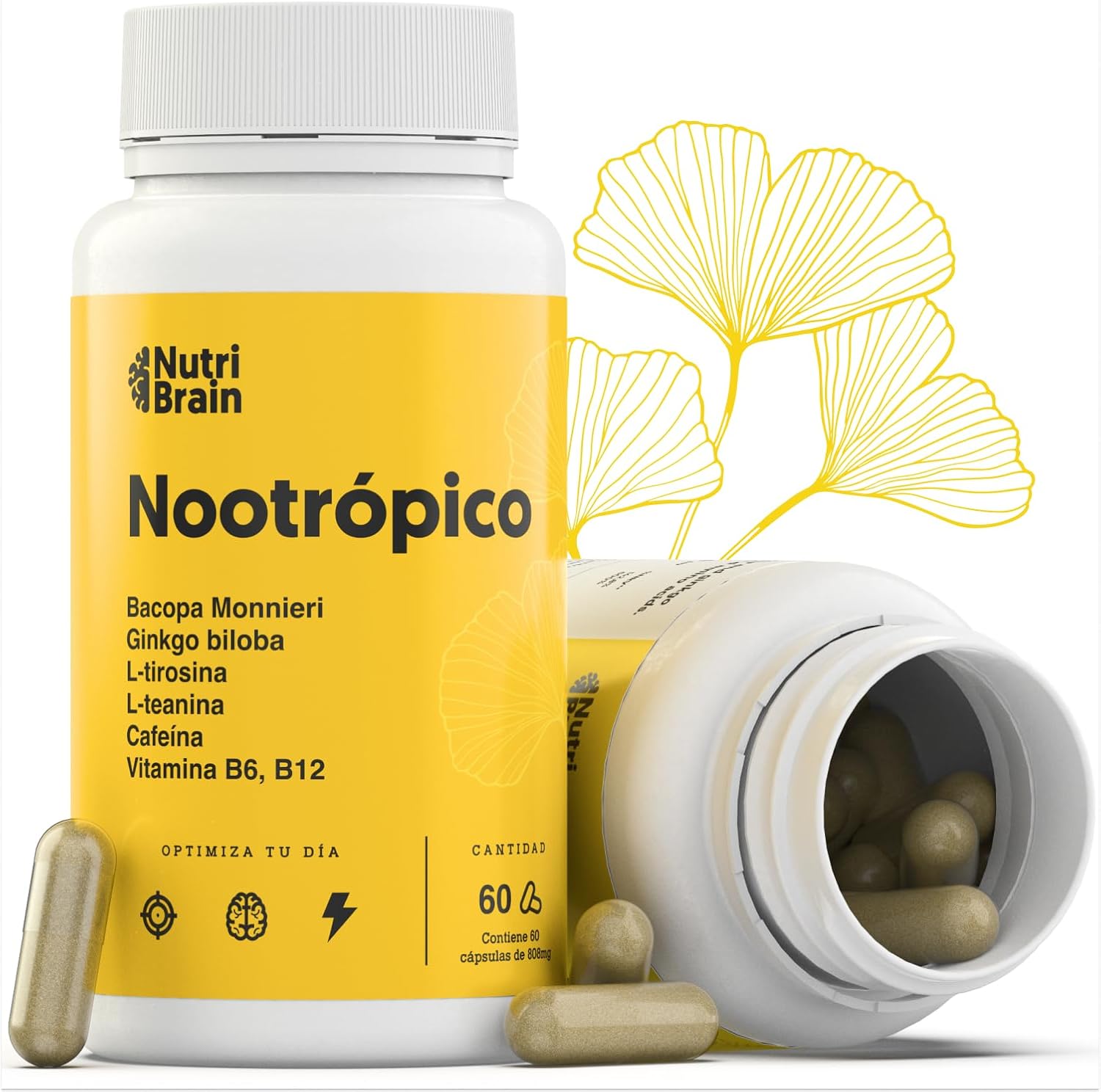 Nootrópico Natural Para Concentración Y Memoria Nutribrain 60 Cápsulas_0