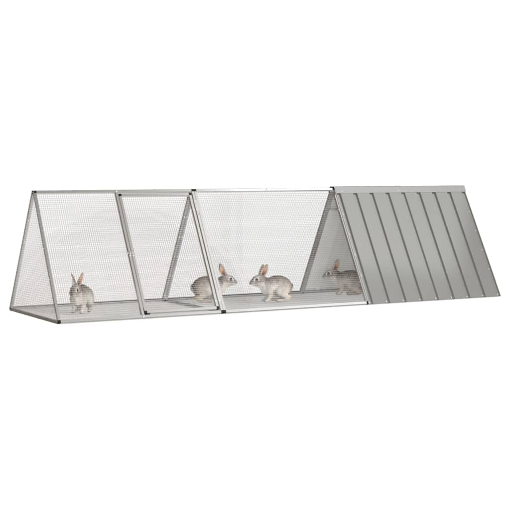 Vidaxl Jaula Para Conejos De Acero Galvanizado, Gris, 302,5 X 80,5 X 71 Cm_1