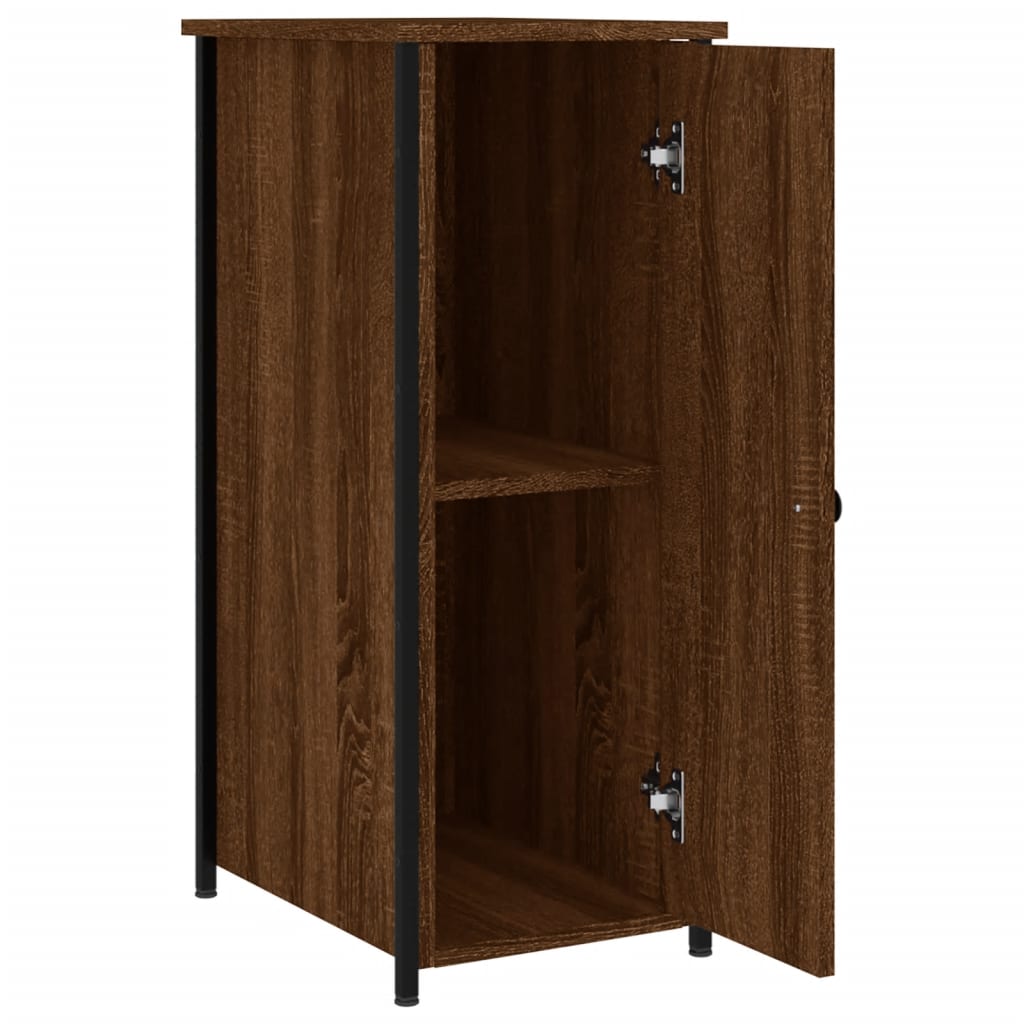 Mesita De Noche Madera De Ingeniería Marrón Roble 32x42x80 Cm_4