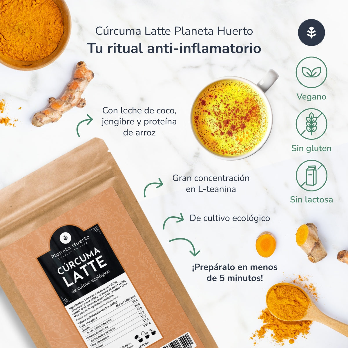 Cúrcuma Latte ECO Planeta Huerto 200 g