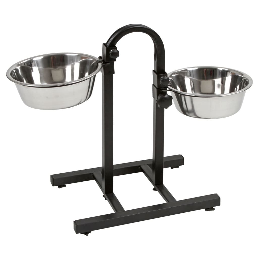 Kerbl Comederos Con Soporte Regulable Deluxe Negro 2x2,8 L 52 Cm_0