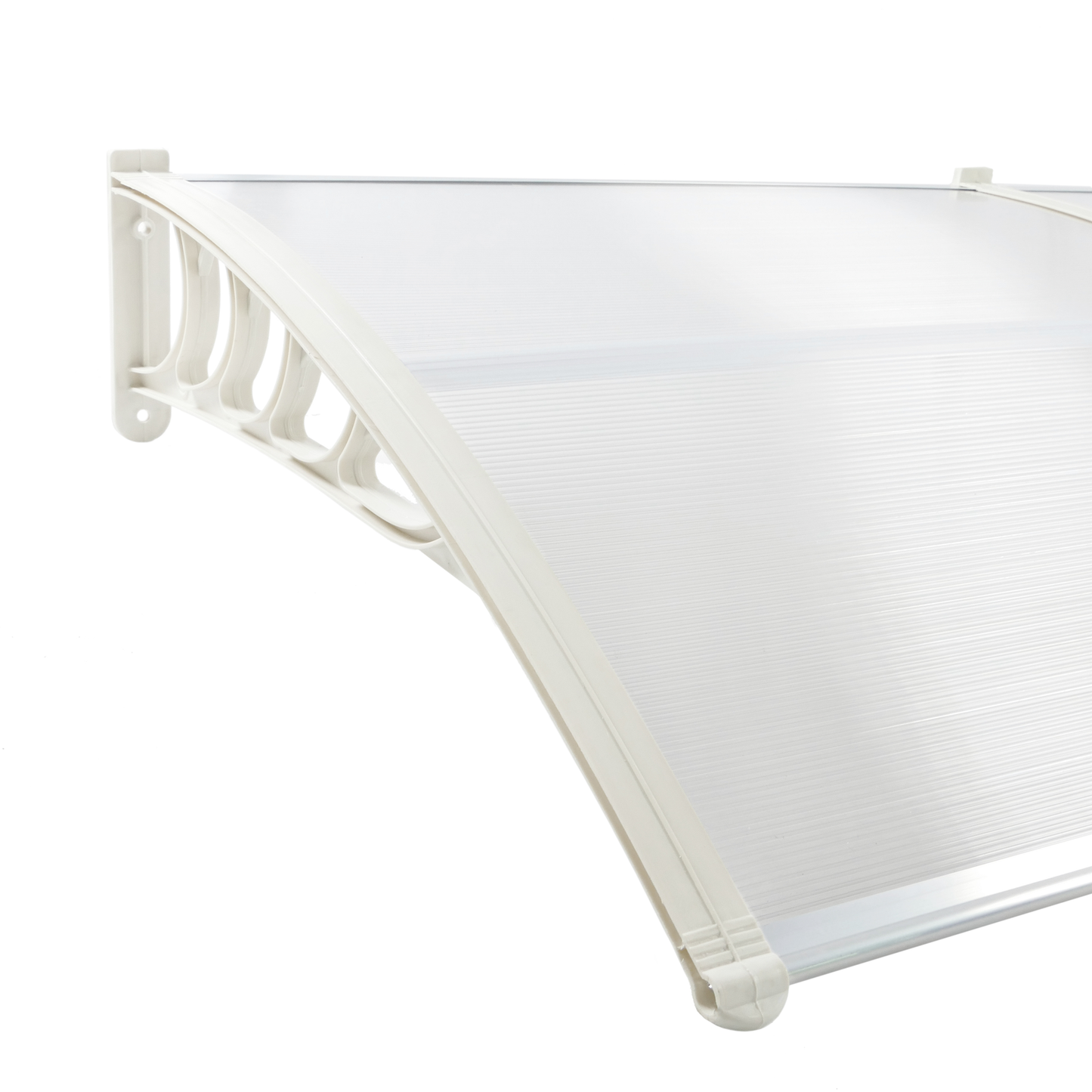 Tejadillo De Protección 150x75 Cm Transparente. Marquesina Para Puertas Y Ventanas Con Soporte Blanco_2