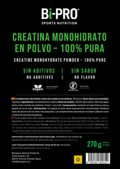 Creatina Monohidrato micronizada 270g 100% pura_1