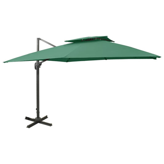 Vidaxl Sombrilla Jardín Voladiza Con Cubierta Doble Verde 300x300 Cm_0