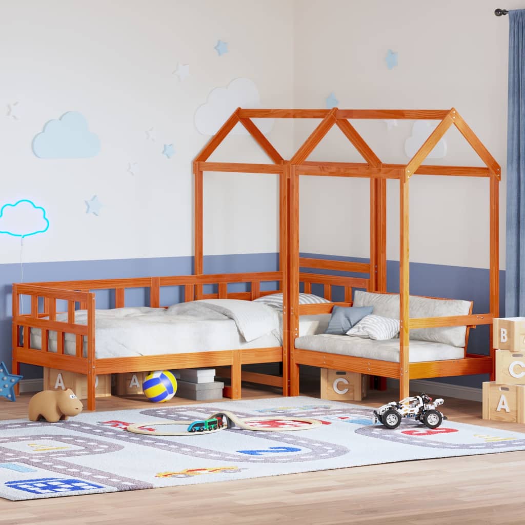 Sofá Cama Con Techo Madera Maciza Pino Marrón Cera 90x200 Cm_1