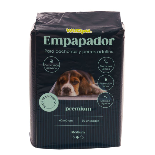 30 Empapadores Con Carbón Activado Para Perro Wuapu, Gran Absorción Sin Olores. Talla M 60x60cm_0