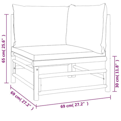 Vidaxl Set De Muebles De Jardín 2 Piezas Bambú Y Cojines Gris Taupe_2