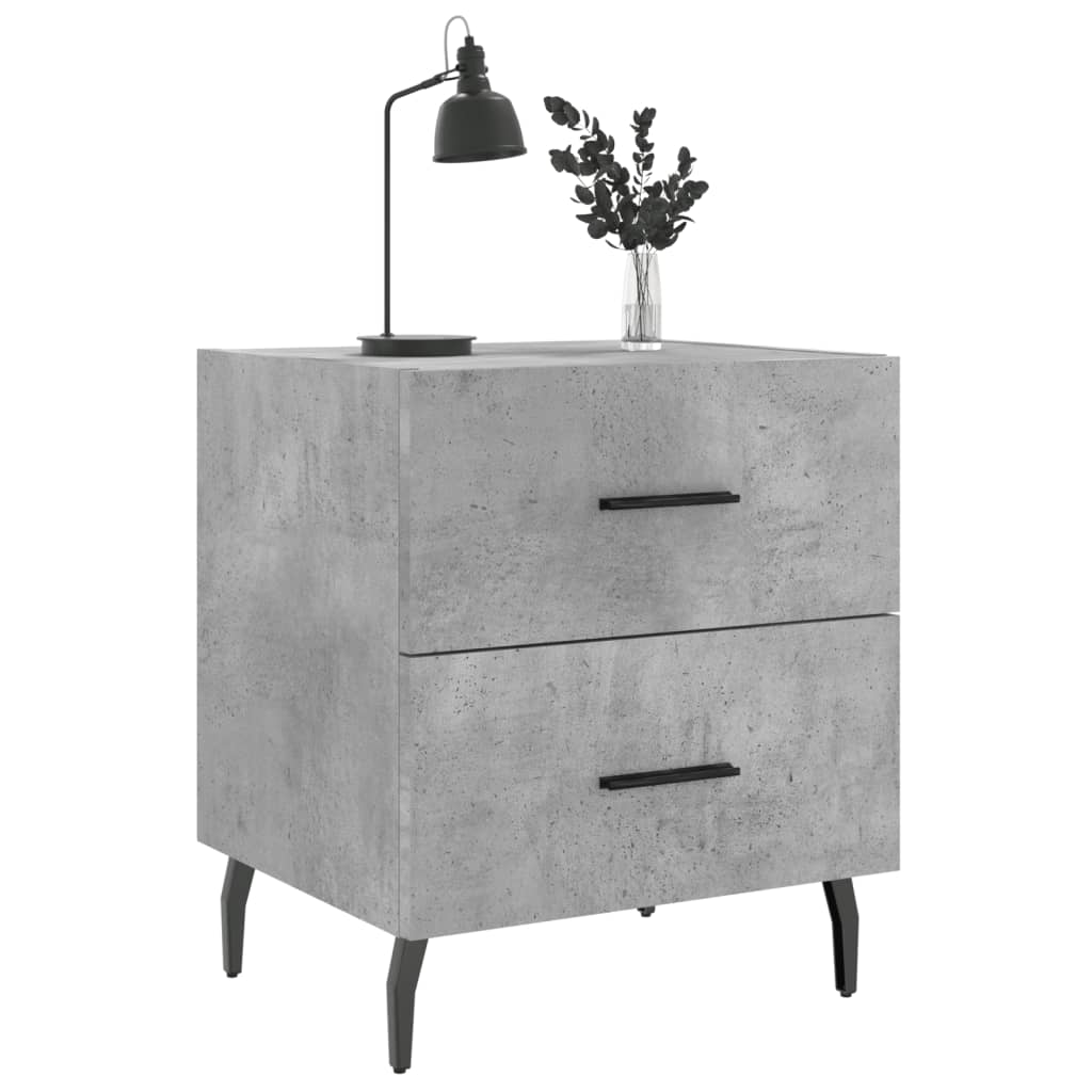 Mesita Noche 2 Uds Madera Ingeniería Gris Hormigón 40x35x47,5cm_1