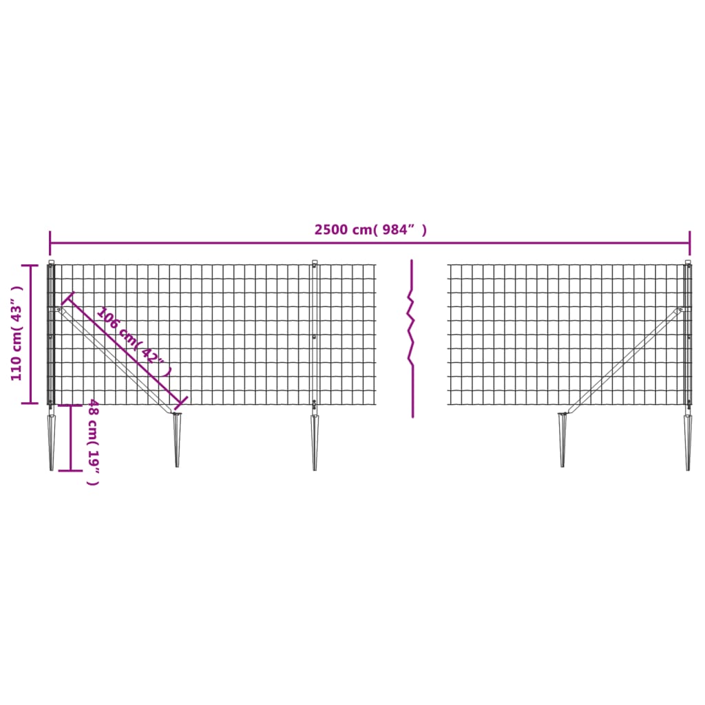 Cerca De Alambre Con Pinchos De Anclaje Gris Antracita 1,1x25 M / Vetonek_0