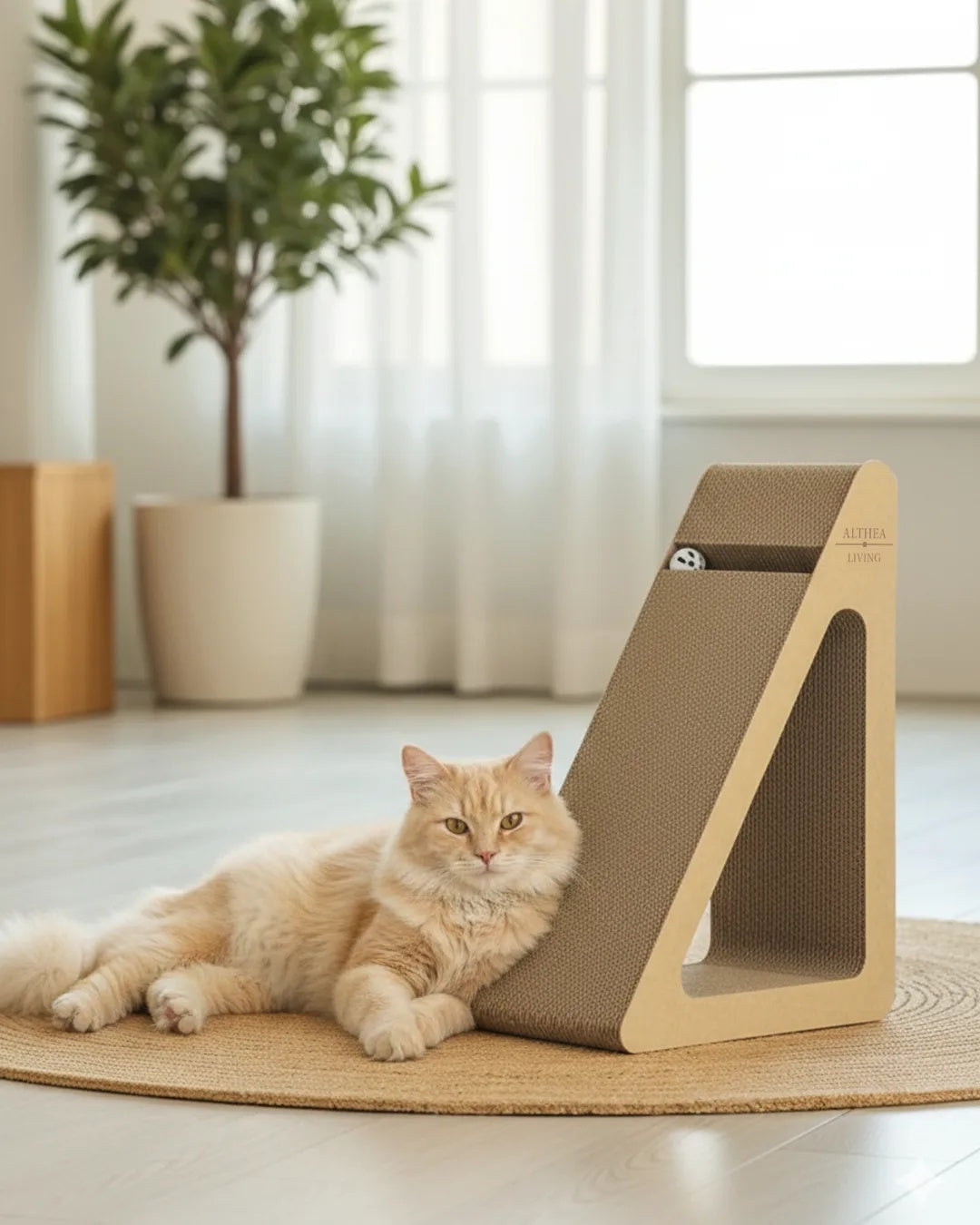 Rascador Para Gatos Rompeolas Triangular Vertical Con 6 Superficies De Rascado Althea Living 62x43x26.5cm_4