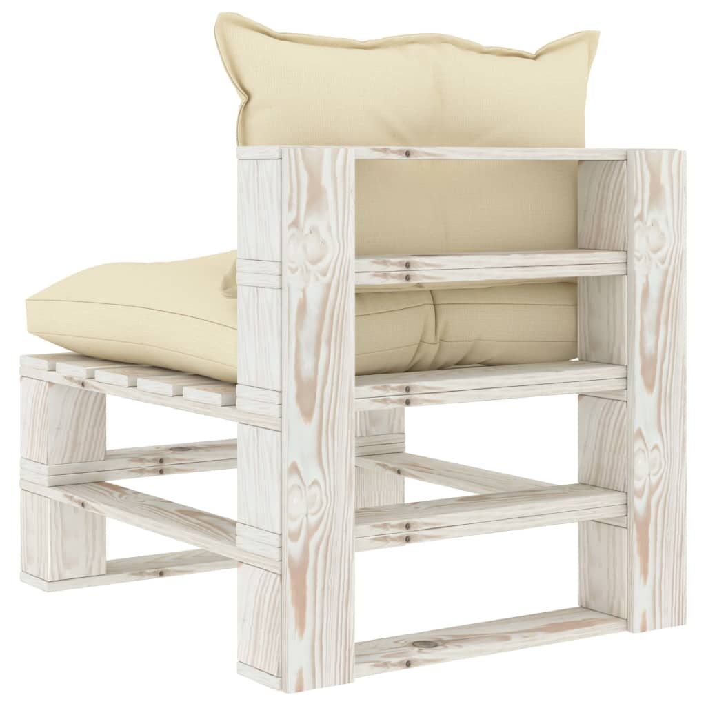 Vidaxl Sofá Central De Jardín De Palets Madera Con Cojines Color Crema_3