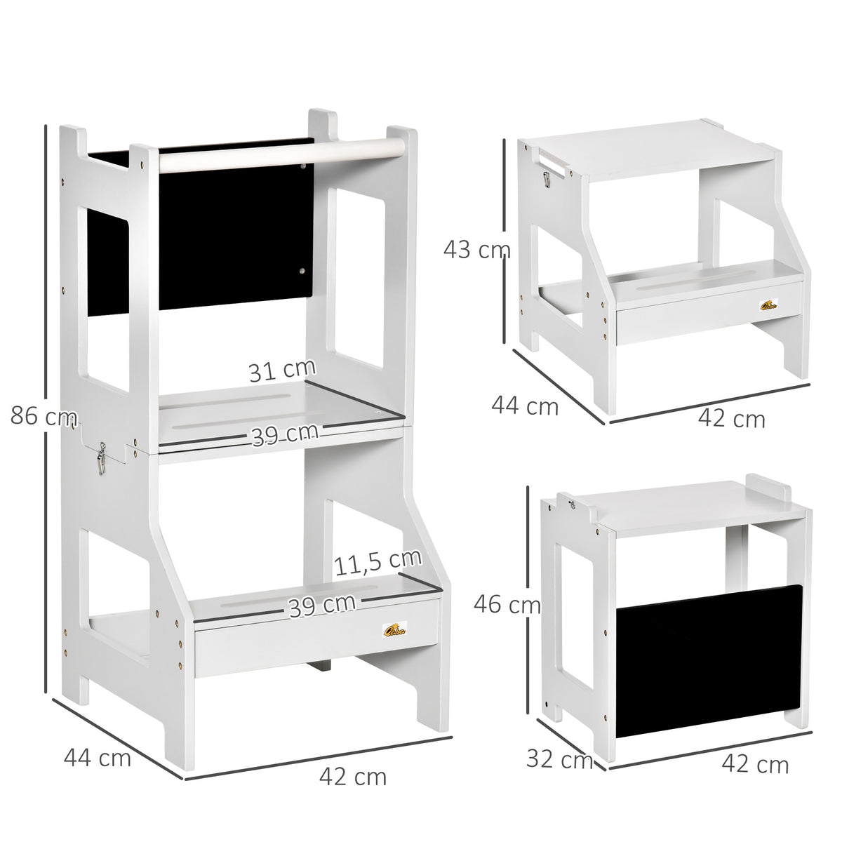 Torre De Aprendizaje Homcom Mdf Gris 42x44x86 Cm_2
