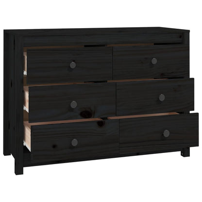Armario Auxiliar Madera Maciza De Pino Negro 100x40x72 Cm / Vetonek_2