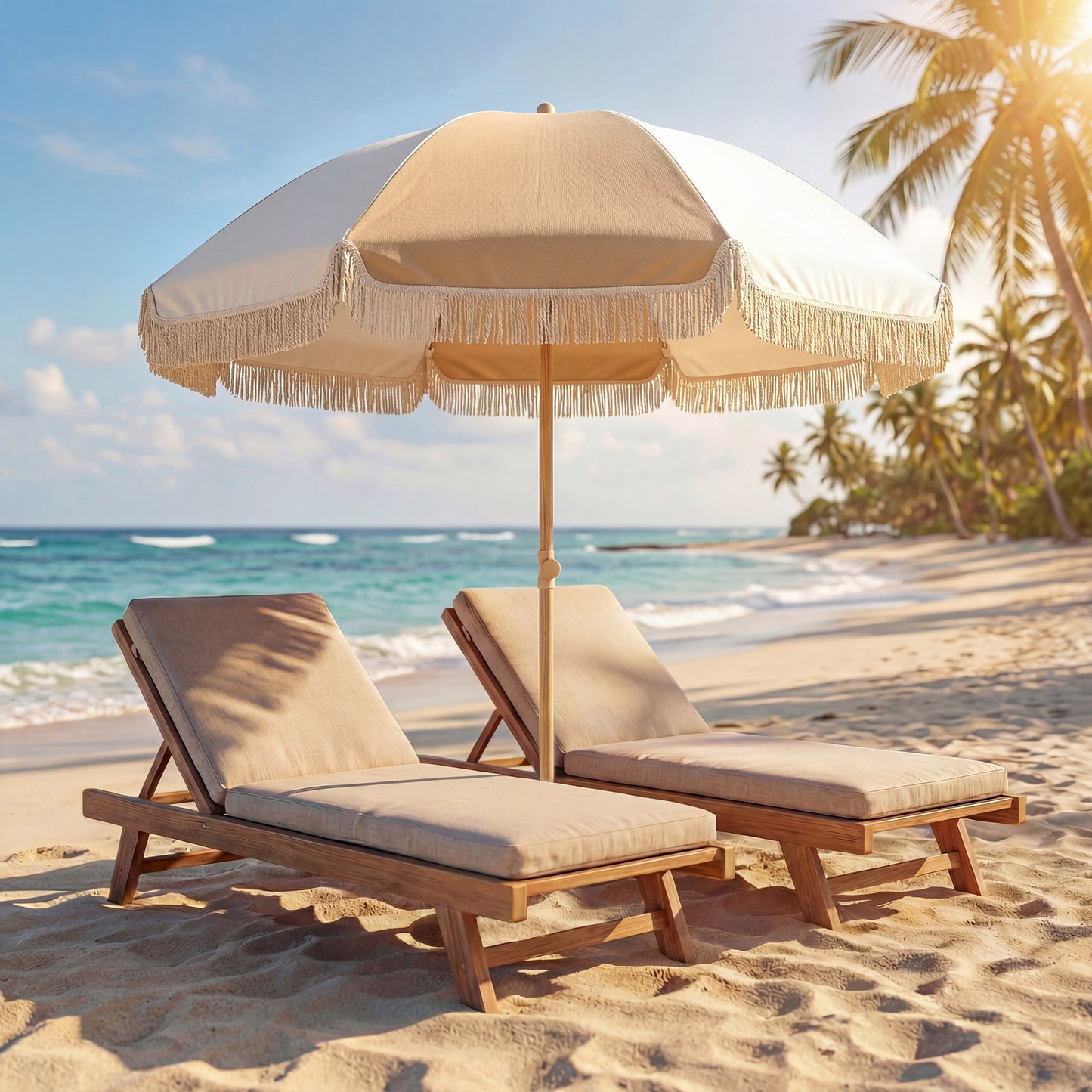 Outsunny Sombrilla De Playa Ø175 Cm Altura Ajustable Inclinación Blanco Y Beige_1
