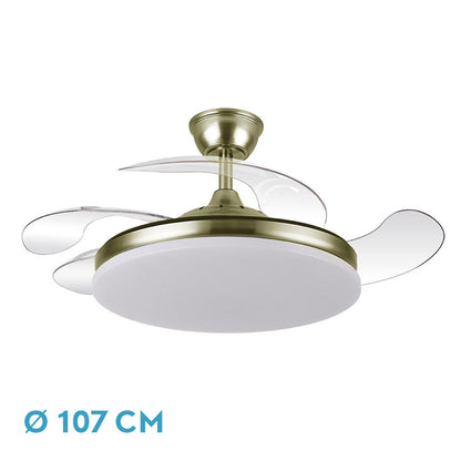 Ventilador Dc Tridente 59w Cuero 4aspas Desp 107d 6980lm Reg.intensidad Remoto+temporizador+memoria 3000-4000-6000k_0