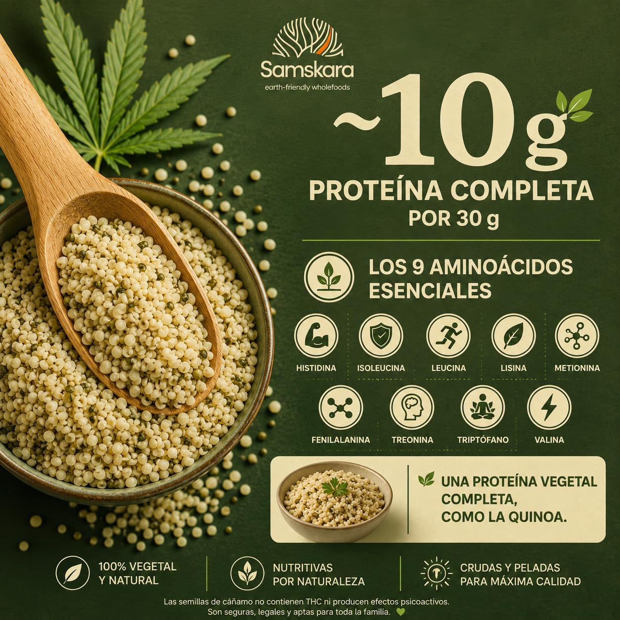 Semillas De Cáñamo Peladas Bio - 1kg | Superalimento Ecológico Vegano Para Batidos, Smoothies Y Zumos_4