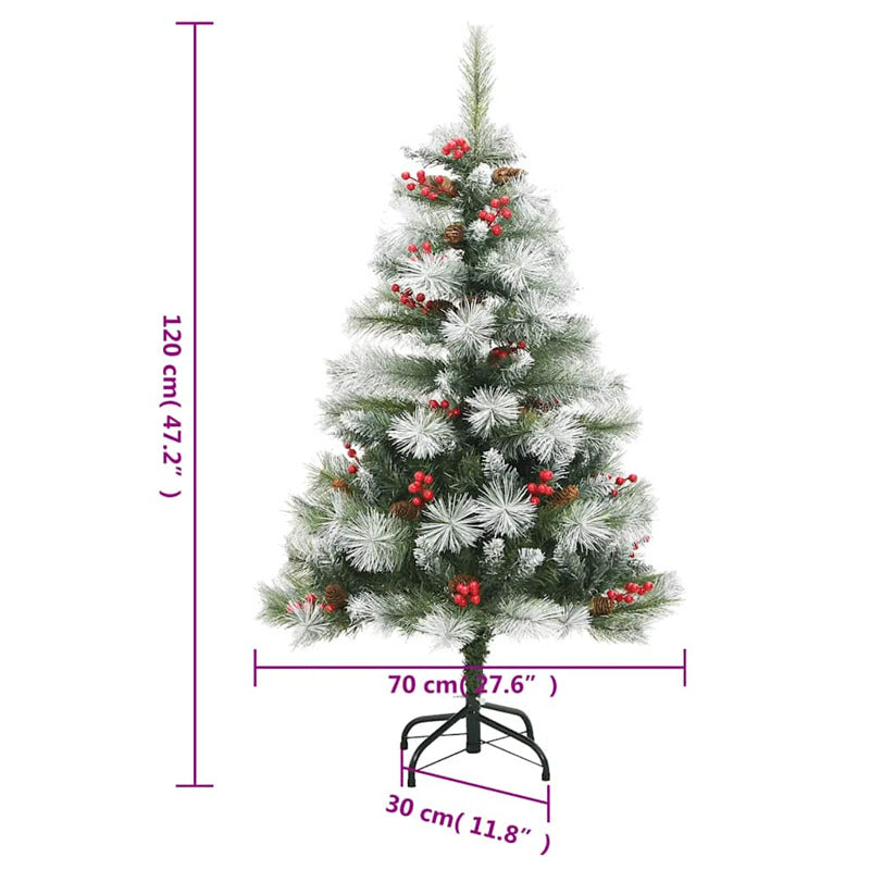 Vidaxl Árbol Navidad Artificial Con Bisagras 150 Led Y Bolas 120 Cm_2