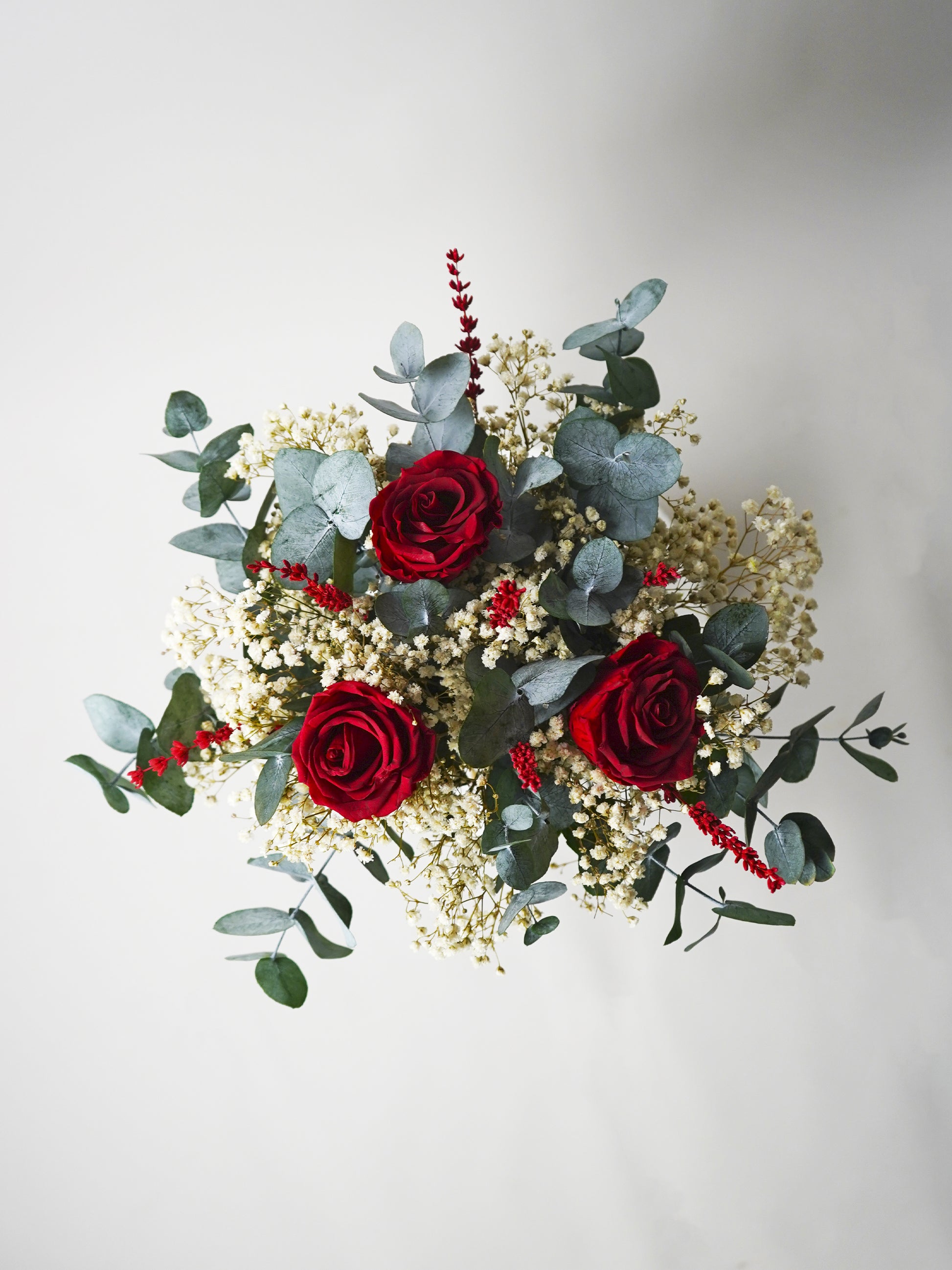 Ramo 3 Rosas Rojas Eternas - Flores Secas Y Preservadas