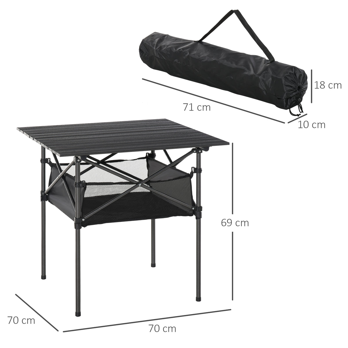 Outsunny Mesa De Camping Plegable Con Almacenaje De Malla Bolsa De Transporte_2