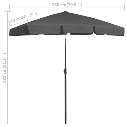 Vidaxl Sombrilla De Playa Gris Antracita 180x120 Cm_2