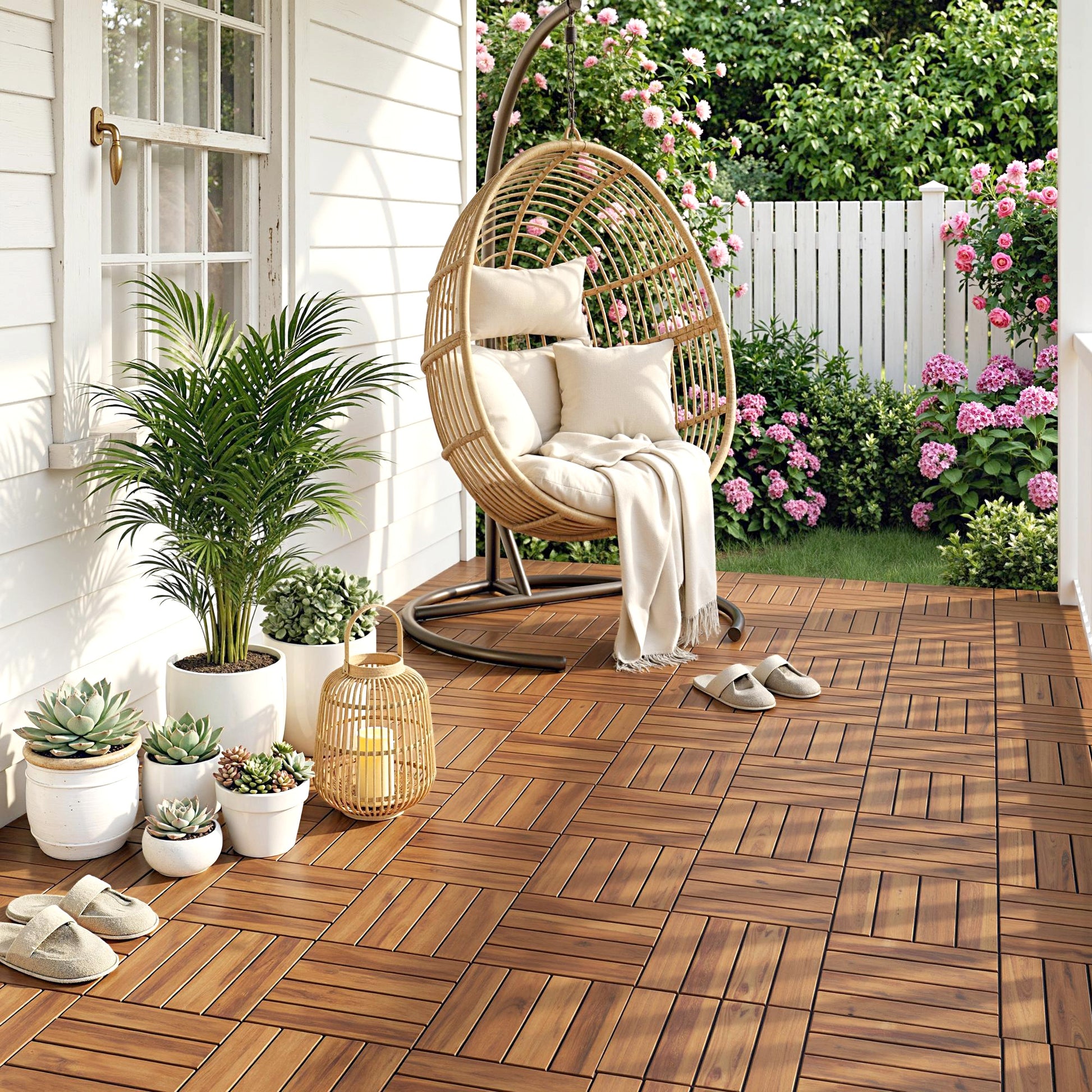 Outsunny Set De 10 Piezas Baldosas De Exterior De Madera 31x31 Cm 0,91m² Marrón_3
