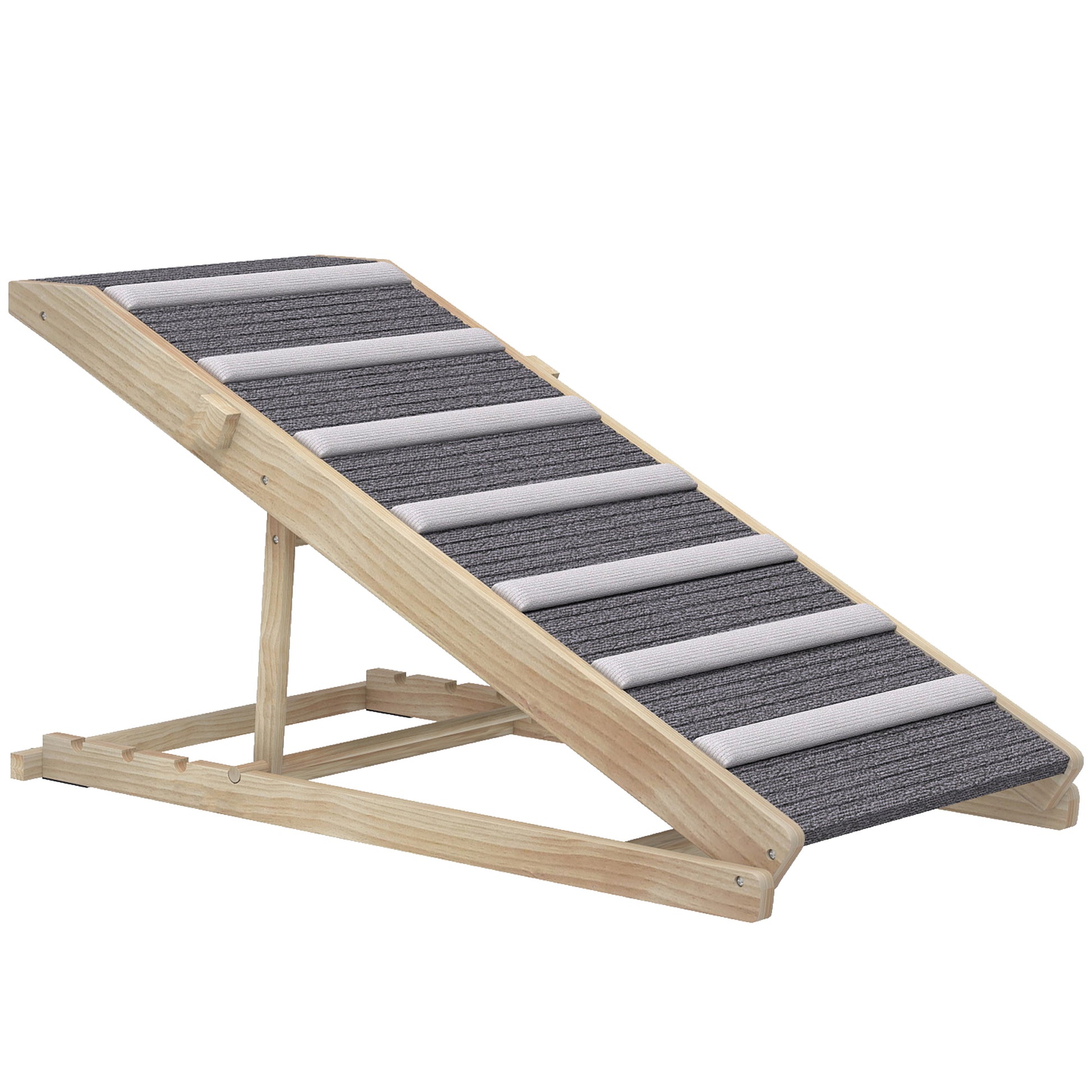 Pawhut Rampa Para Perros De Madera Plegable Altura Ajustable 35-50 Cm 100x50 Cm_0