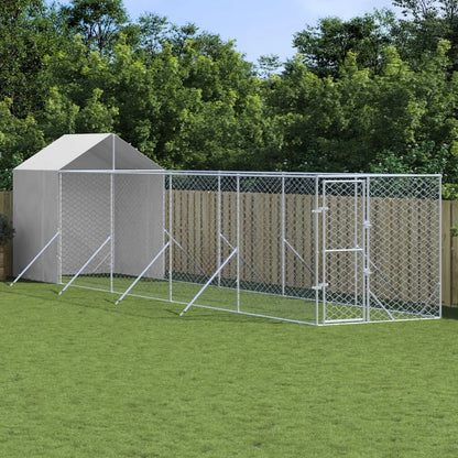 Vidaxl Perrera De Exterior Con Toldo Acero Galvanizado Plata 2x10x2,5m_1